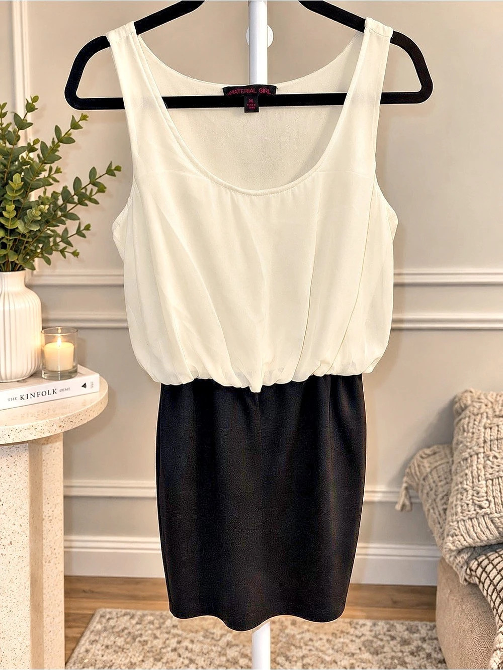 Material Girl Color Block Mini Dress White & Black Medium